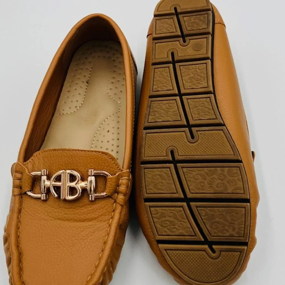 Women’s Tan Moccasin Loafers with Metal Accent - Picture 4 of 4